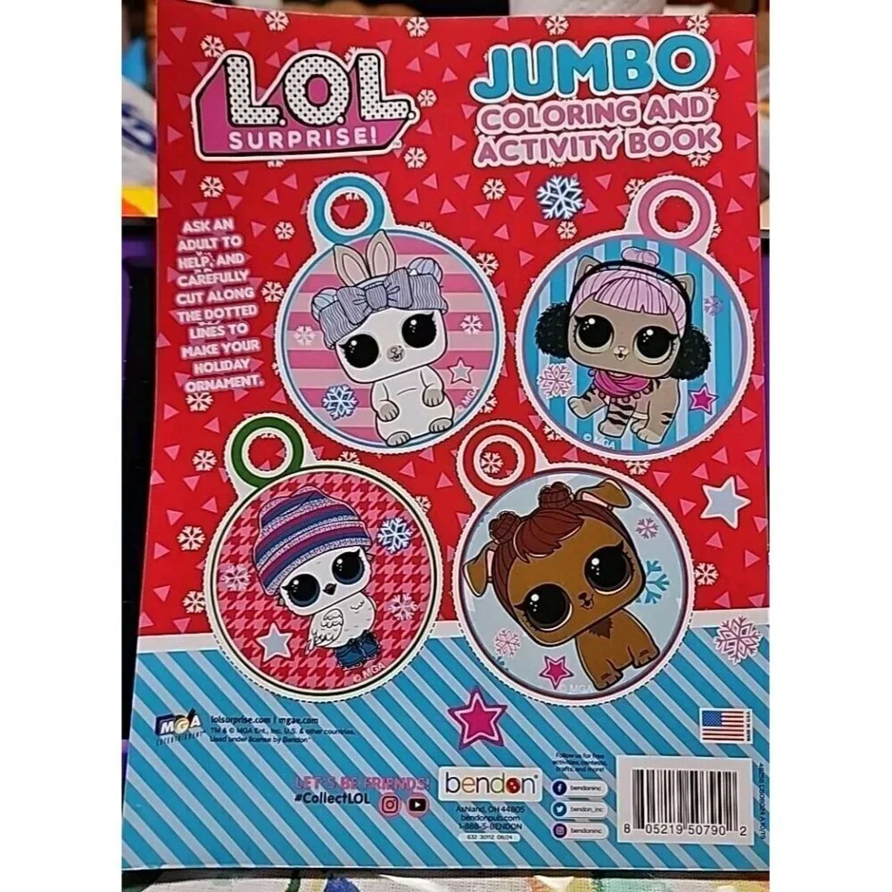 LOL SURPRISE! DOLLS Winter Christmas Theme Jumbo Coloring Activity Book 80 Pages
